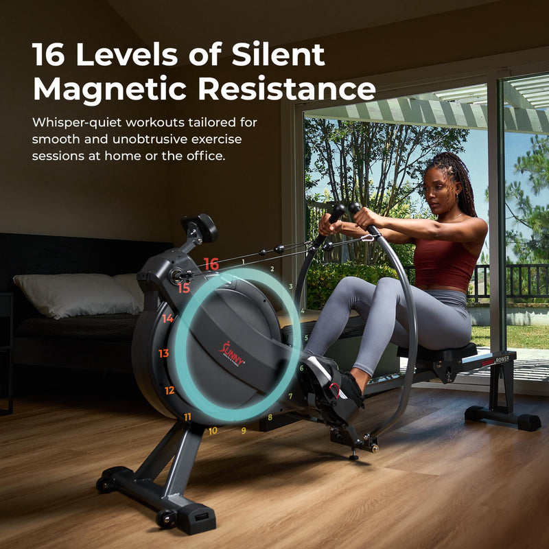 Sunny Health & Fitness Premium Smart Full Motion Magnetic Rowing Machine