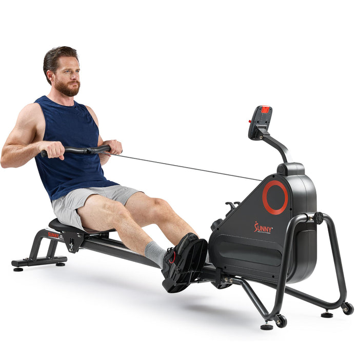 Sunny Health & Fitness Premium Smart Ultra Quiet Dual Slide Rail Magnetic Rowing Machine