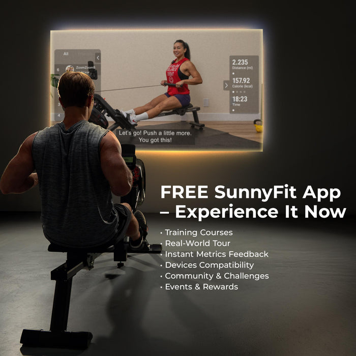 Sunny Health & Fitness Premium Premium Smart Magnetic Air Rower
