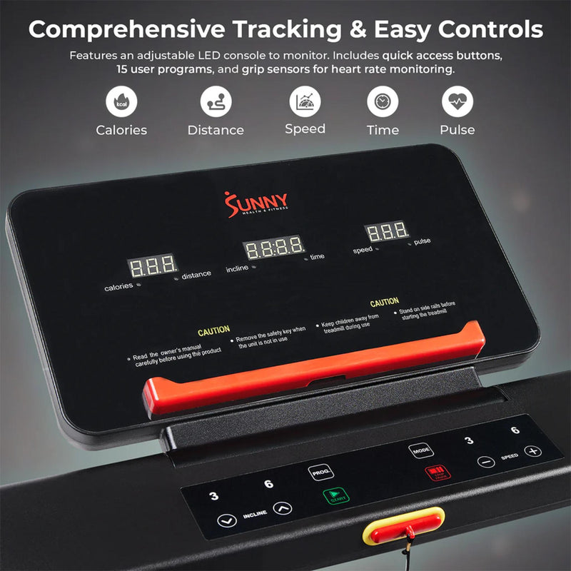 Sunny Health & FitnessSlim Interactive Auto Incline Smart Foldable Treadmill