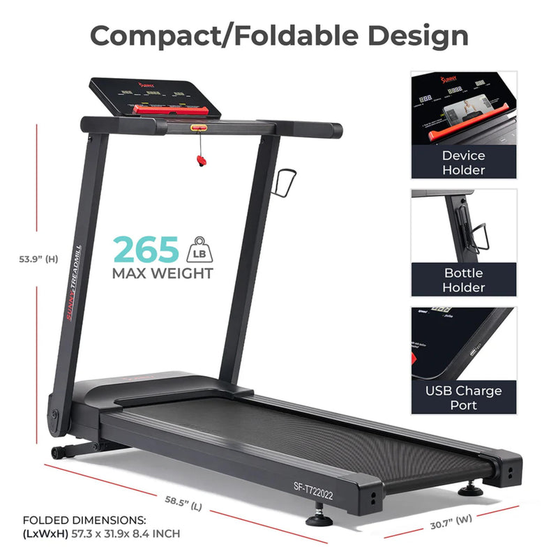 Sunny Health & FitnessSlim Interactive Auto Incline Smart Foldable Treadmill