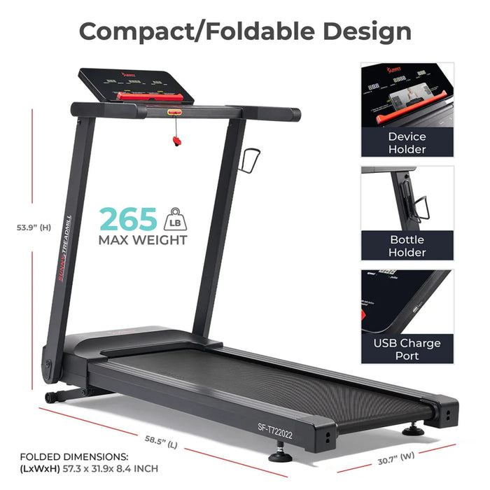 Sunny Health & FitnessSlim Interactive Auto Incline Smart Foldable Treadmill