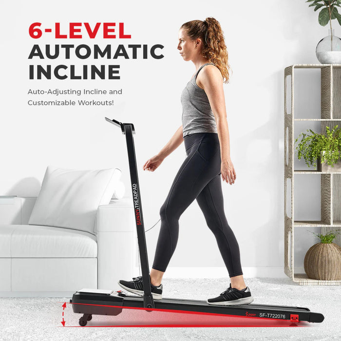 Pacer Machine Sunny Health & Fitness Pacer 2 in 1 Auto Incline Under Desk Walking/Ru ...