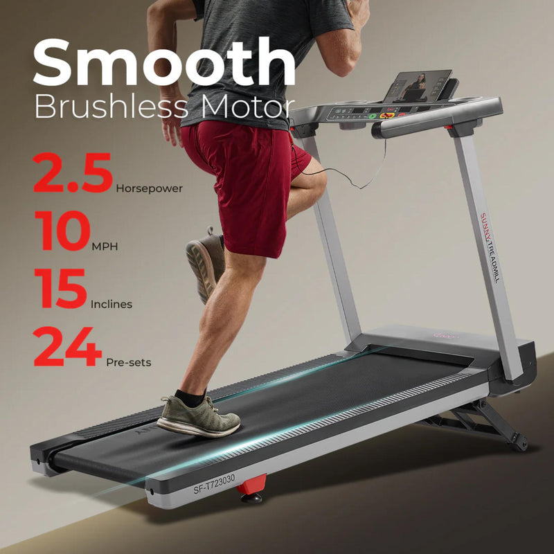 Sunny Health & Fitness Premium Foldable Auto Incline Smart Treadmill