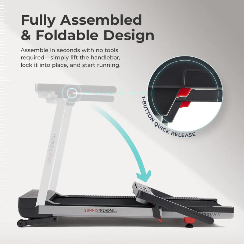 Sunny Health & Fitness Premium Foldable Auto Incline Smart Treadmill