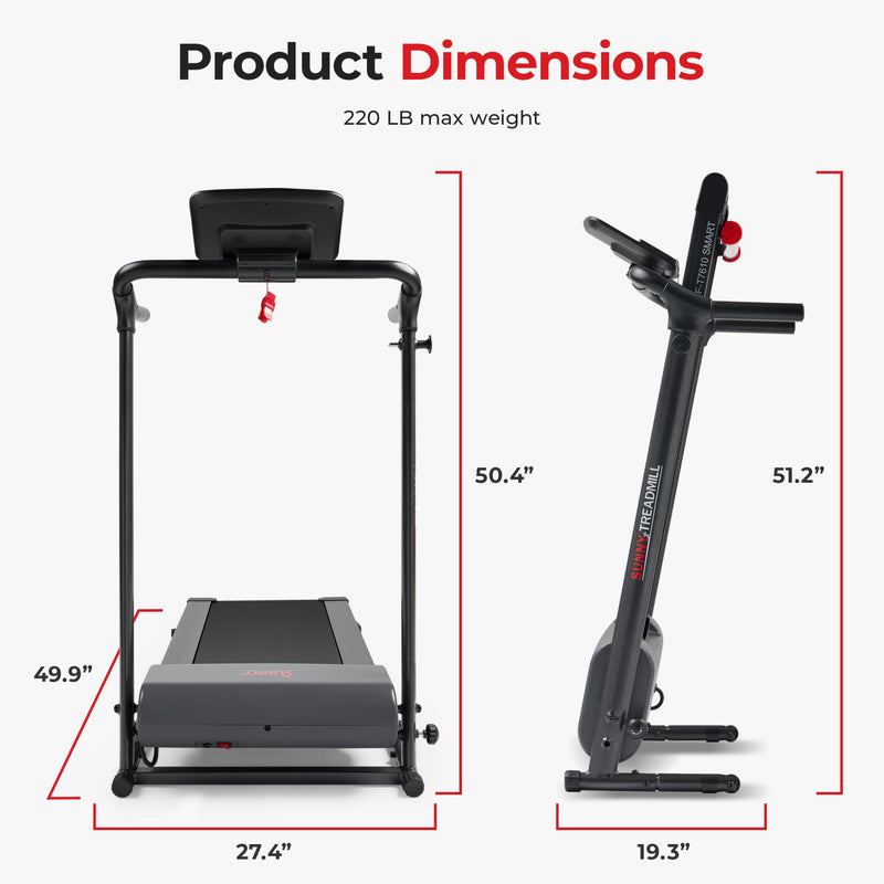 Sunny Health & Fitness Compact Motorized Smart Treadmill