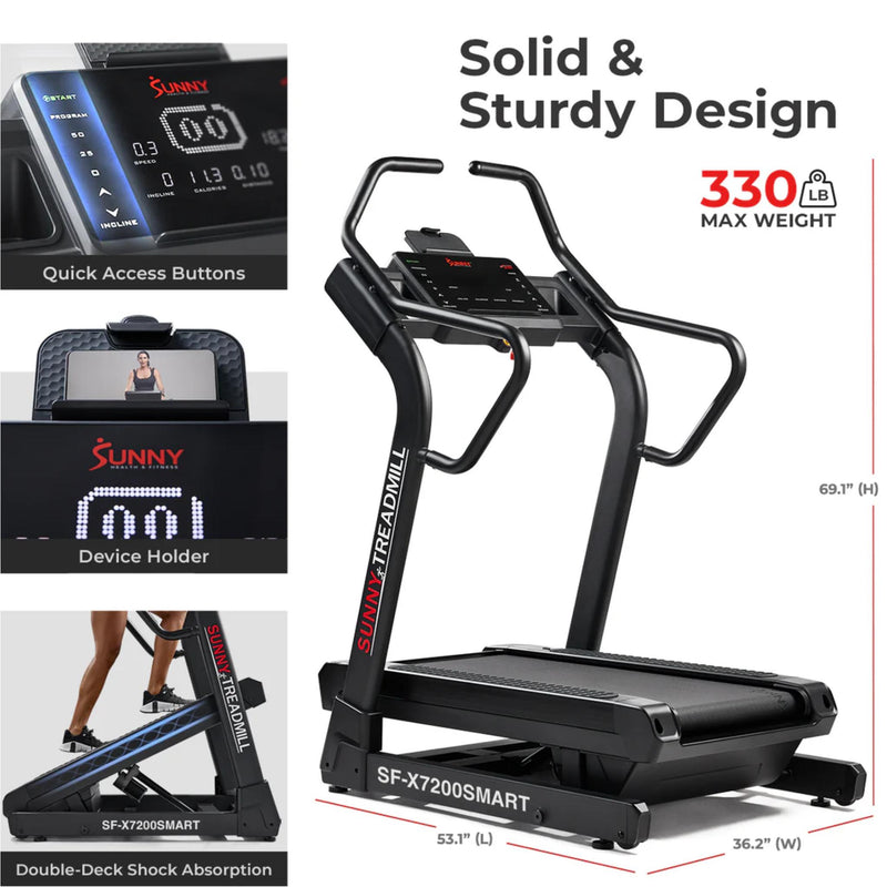 Sunny Health & Fitness Commercial Level Ultimate Incline Decline Treadmill