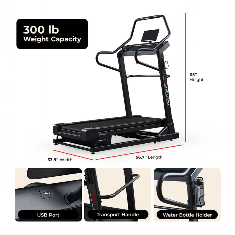 Sunny Health & Fitness Premium Ultimate Incline Decline Treadmill