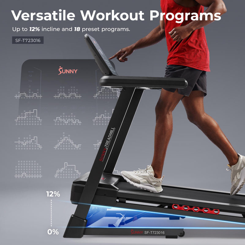 Sunny Health & Fitness Advanced Heavy Duty Auto Incline Smart Treadmill