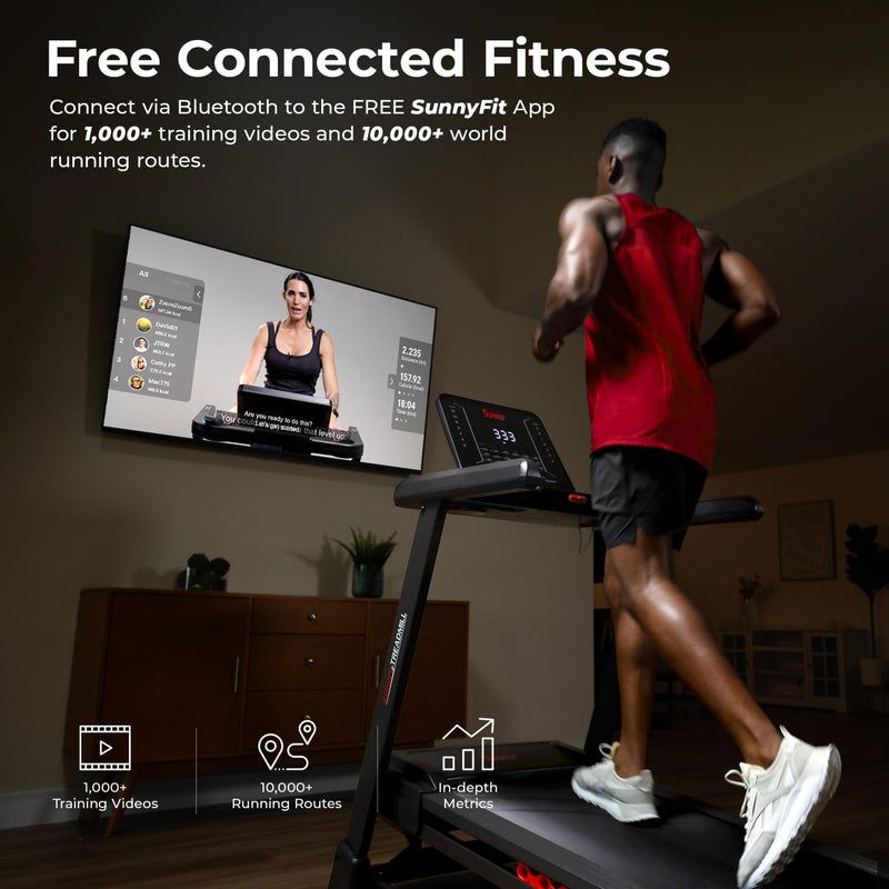 Sunny Health & Fitness Advanced Heavy Duty Auto Incline Smart Treadmill