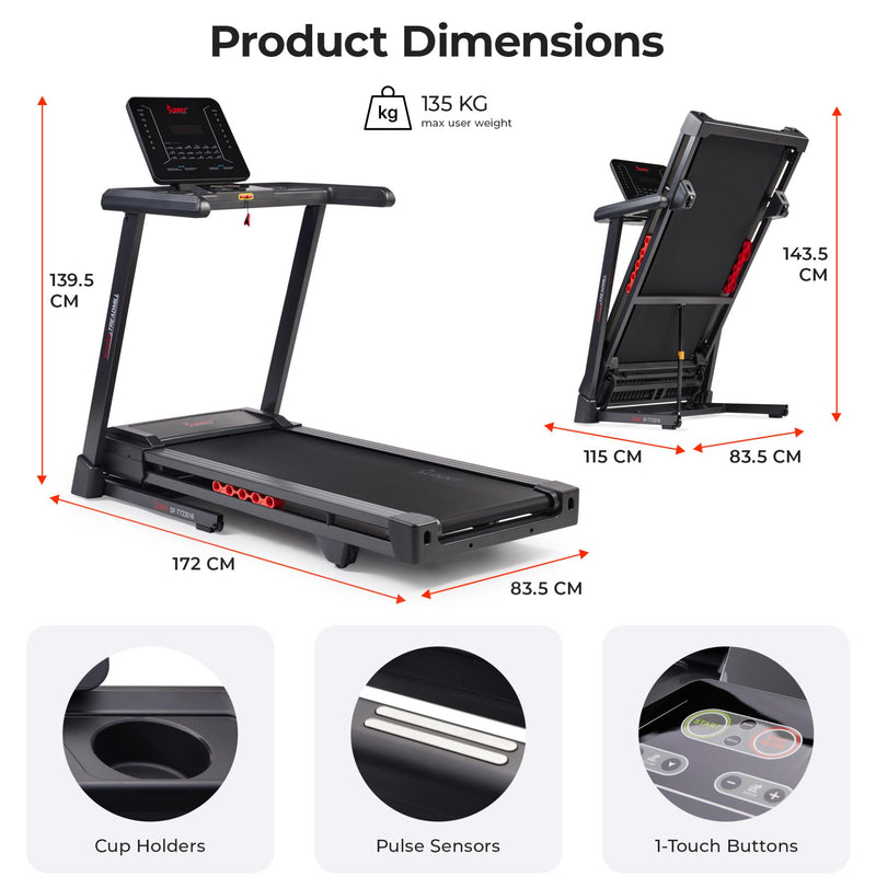 Sunny Health & Fitness Advanced Heavy Duty Auto Incline Smart Treadmill