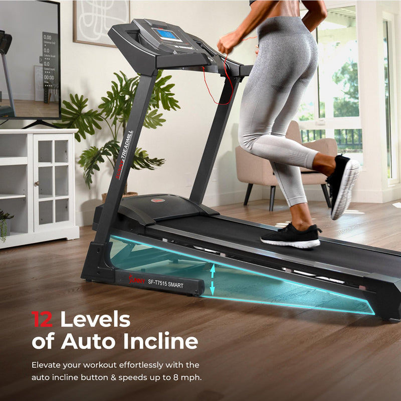 Sunny Health & Fitness Premium Auto Incline Smart Treadmill