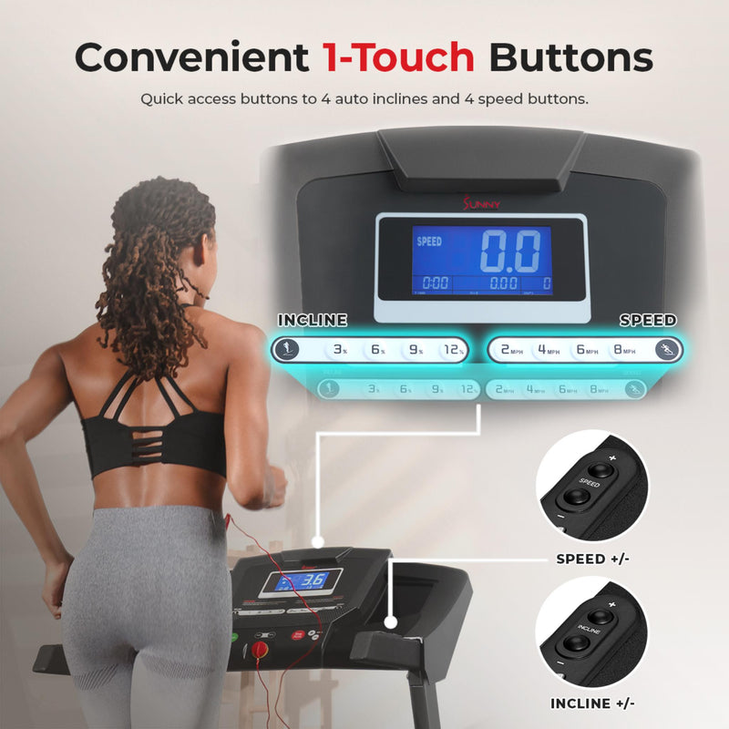 Sunny Health & Fitness Premium Auto Incline Smart Treadmill