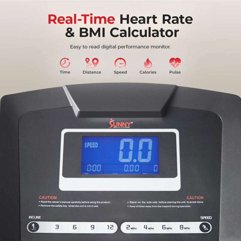 Sunny Health & Fitness Premium Auto Incline Smart Treadmill
