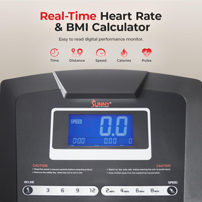Sunny Health & Fitness Premium Auto Incline Smart Treadmill