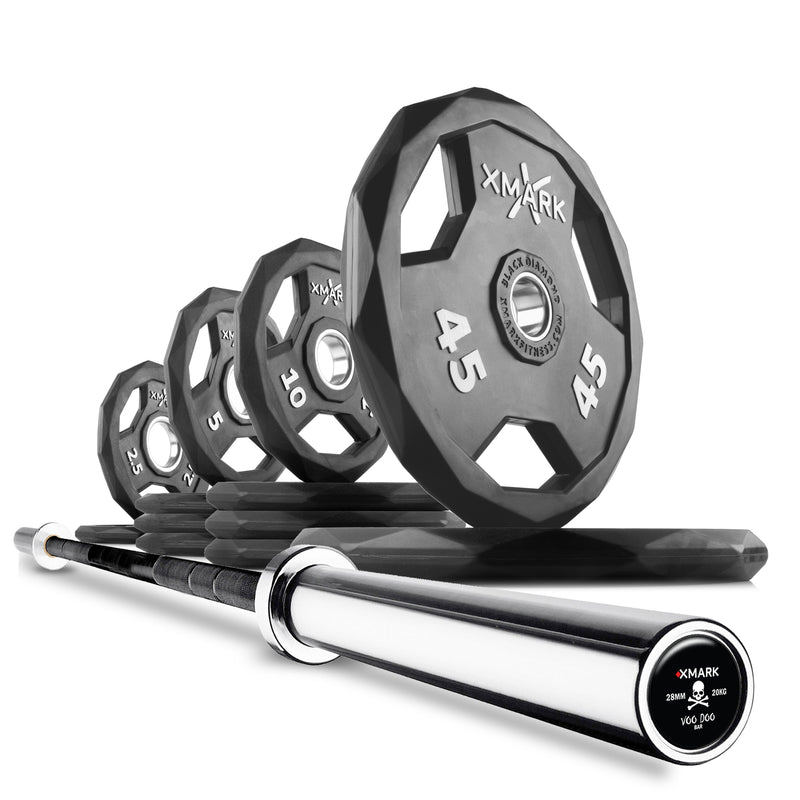 XMARK Black Diamond Olympic Weight Plates and Olympic Barbell Sets