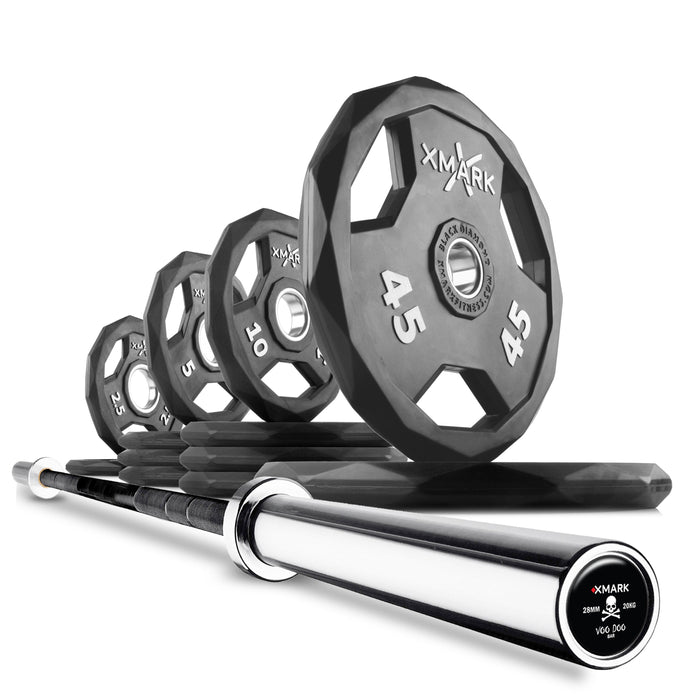 XMARK Black Diamond Olympic Weight Plates and Olympic Barbell Sets