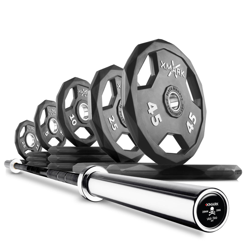XMARK Black Diamond Olympic Weight Plates and Olympic Barbell Sets