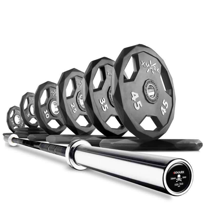 XMARK Black Diamond Olympic Weight Plates and Olympic Barbell Sets