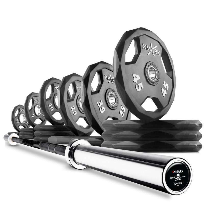 XMARK Black Diamond Olympic Weight Plates and Olympic Barbell Sets