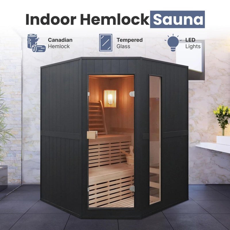 ALEKO Viola Canadian Hemlock Traditional Indoor Sauna - 3-4 Person