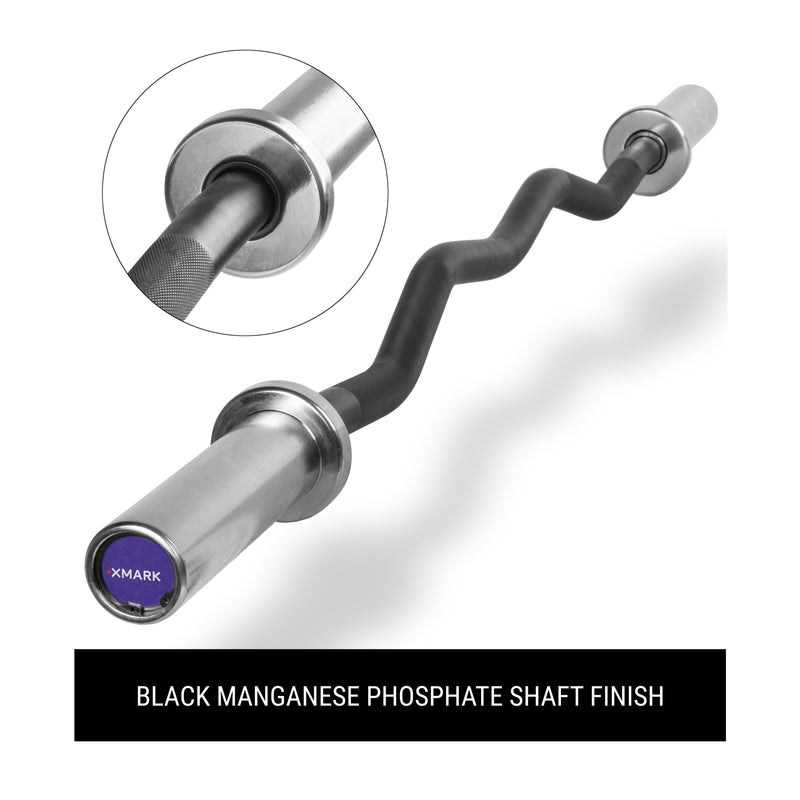 XMARK Black EZ Curl Bar, Fits Olympic Plates