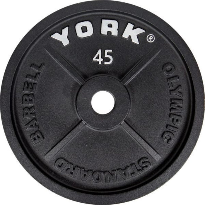 York 2" Cast Iron Olympic Weight Plate - Black