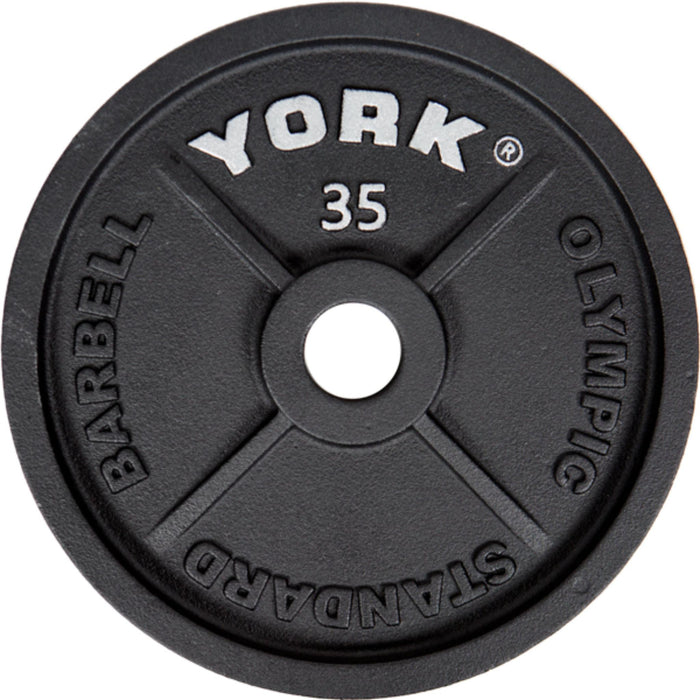 York 2" Cast Iron Olympic Weight Plate - Black