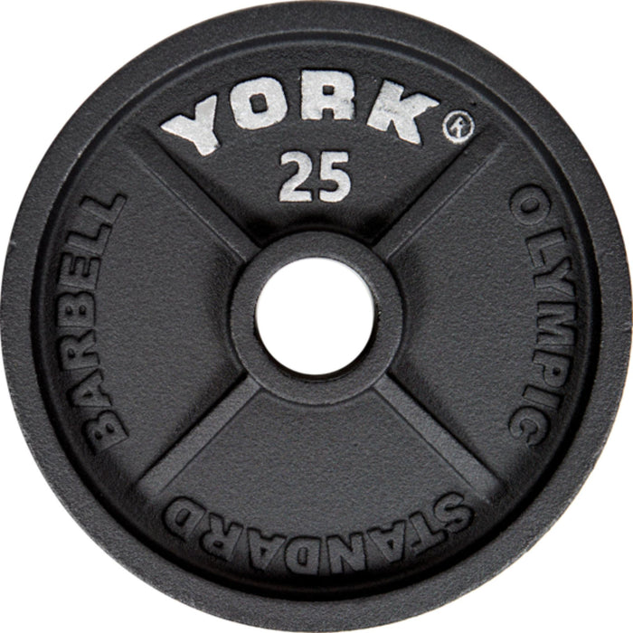 York 2" Cast Iron Olympic Weight Plate - Black