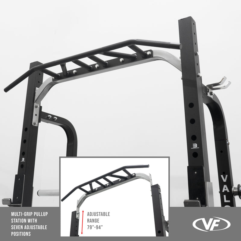 3x3 Half Rack w/ Multi Grip Pullup Bar and Plate Storage
