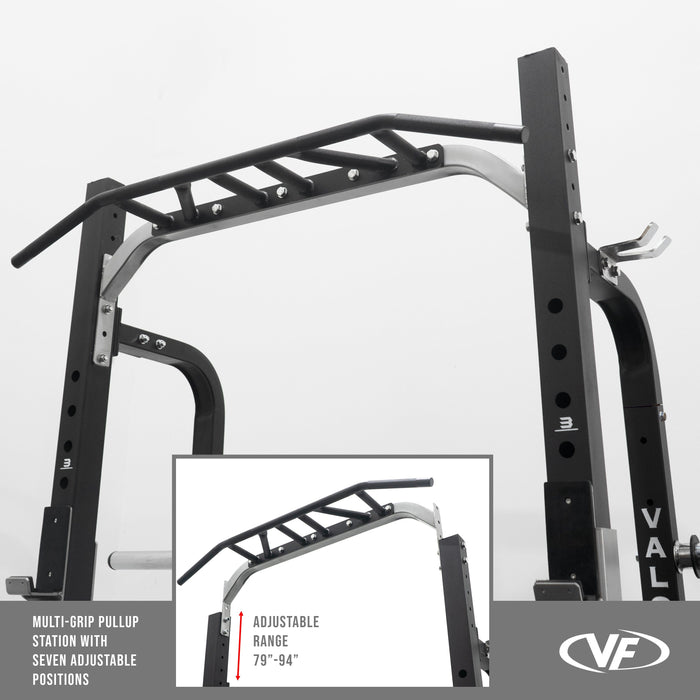 3x3 Half Rack w/ Multi Grip Pullup Bar and Plate Storage