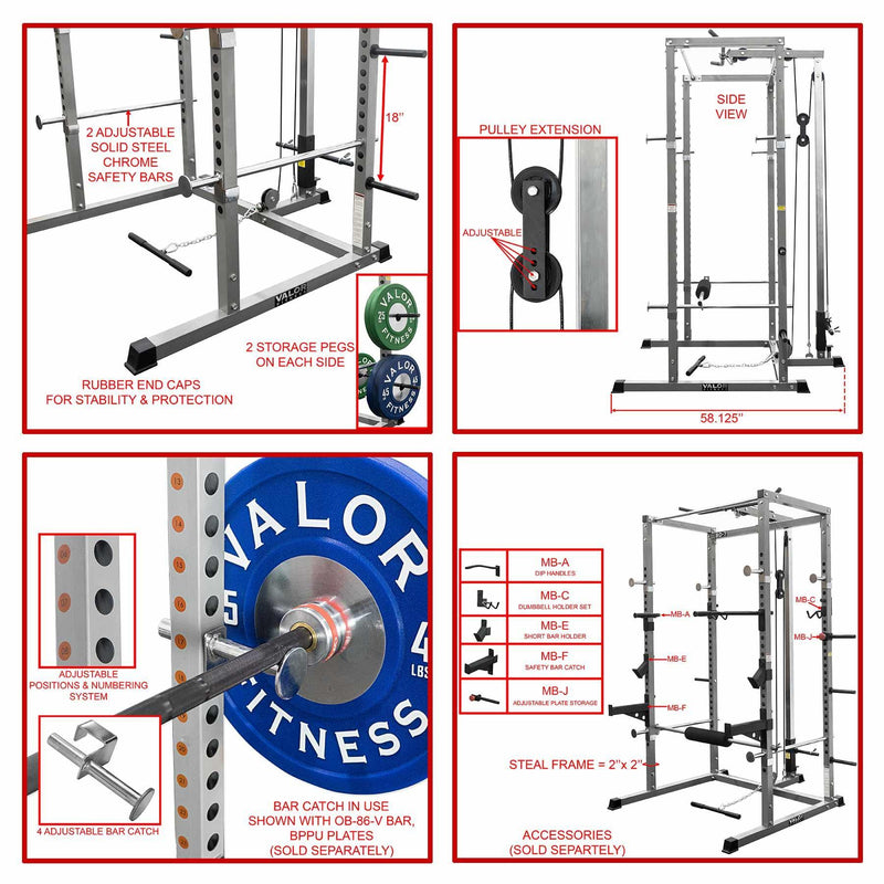Compact 2x2 Power Rack w/ Lat Pull Station