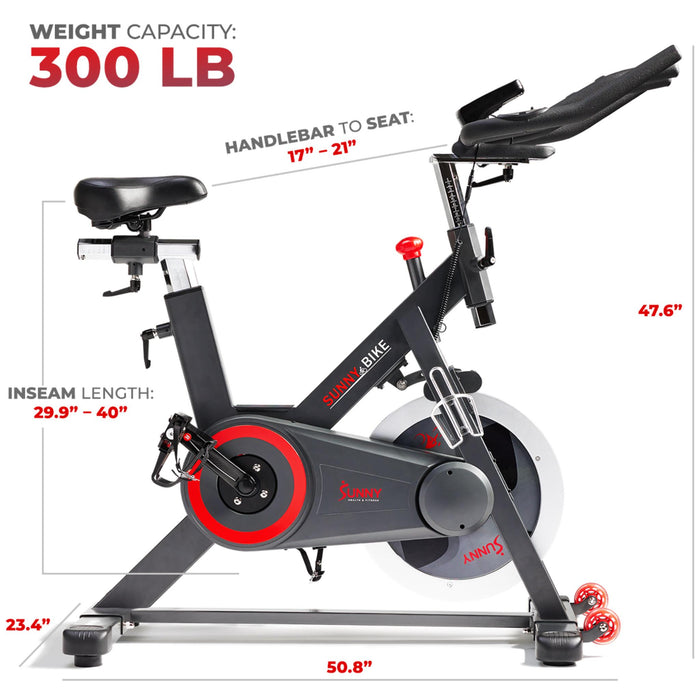 Sunny Health & Fitness Premium Smart Magnetic Belt Drive Indoor Cycling Exercise Bike