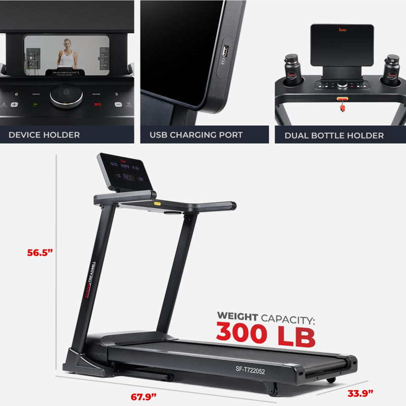 Sunny Health & Fitness Astra Elite Premium Auto Incline Smart Treadmill