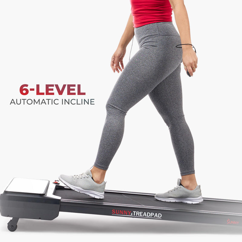 Sunny Health & Fitness Pacer Auto Incline Under Desk Smart TreadPad Walking Treadmill